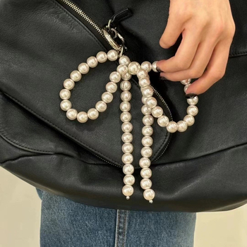 Κορεάτικη τσάντα μπρελόκ REINA East Gate με πλεγμένο μαργαριτάρι και κόμπο πεταλούδας, φούντα, αξεσουάρ γοητείας, ευέλικτο