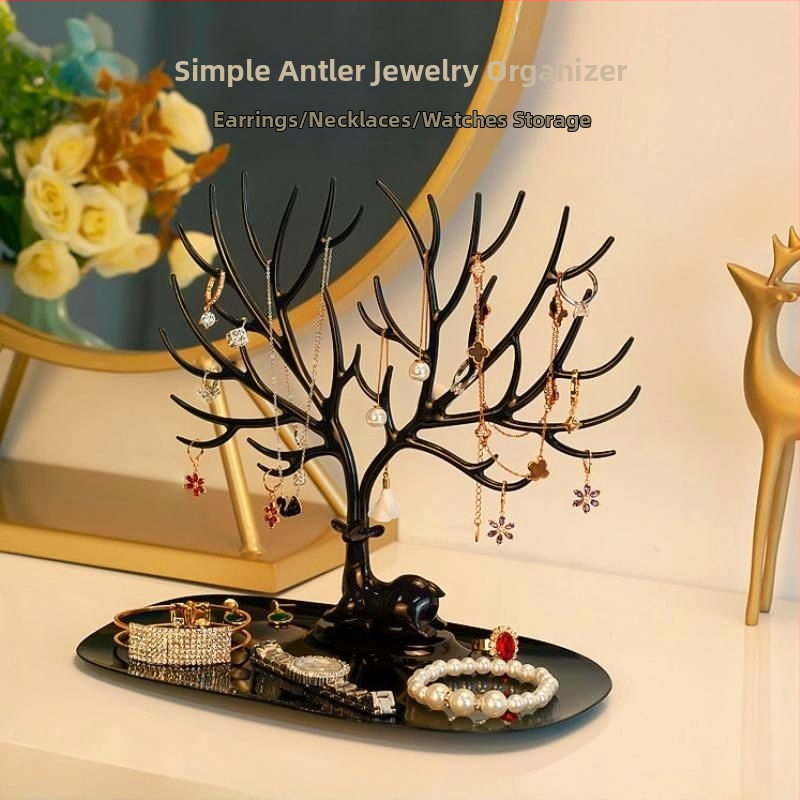 Sarvepuu kujuline kõrvarõngariiul Ehete vitriinkõrvarõngad Kaelakee Koomiksikarva viimistlusega lauakaunistused Hoiustamisriiul