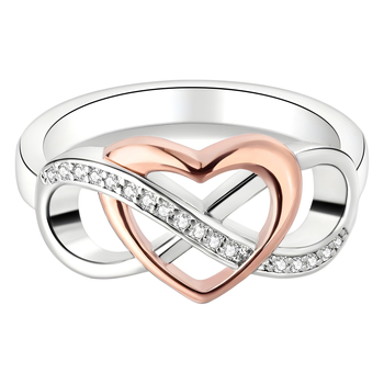 Διασυνοριακό ασημένιο δαχτυλίδι σε σχήμα καρδιάς με διαμάντι 8 χαρακτήρων και άπειρο αριθμό, σε ευρωπαϊκό και αμερικανικό στιλ, απλό μοντέρνο ηλεκτρικό δαχτυλίδι διαχωρισμού χρωμάτων