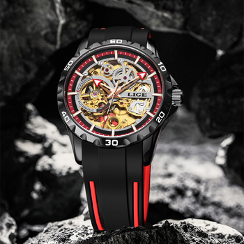 LIGE/LIGE 89113 Ρολόι Cross Border Brand με κοίλο σχεδιασμό, μηχανικό ρολόι, επαγγελματικό, αδιάβροχο, ανδρικό ρολόι χαλαζία