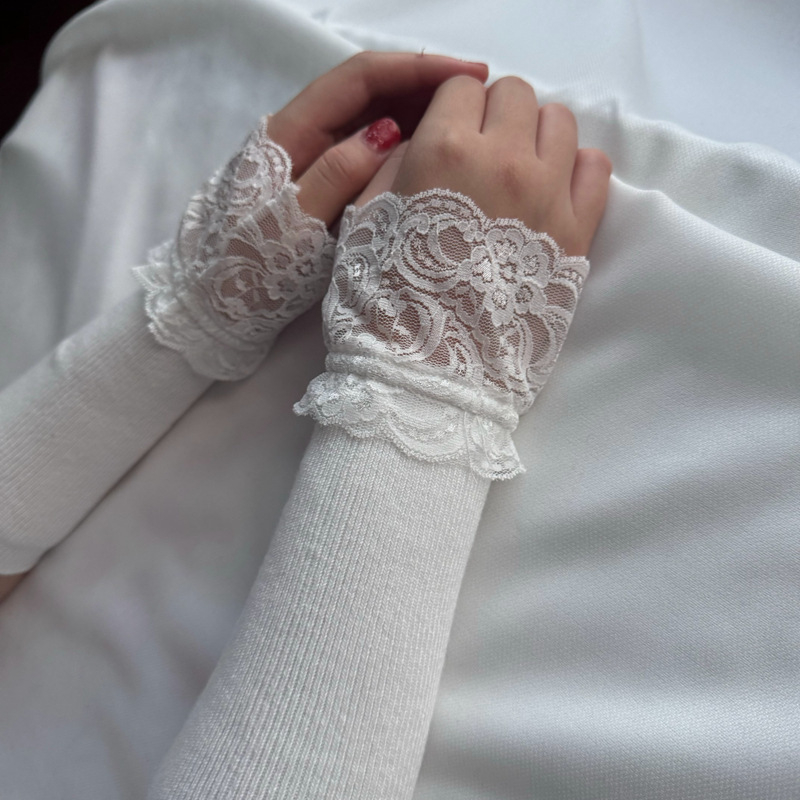 Pavasario ir rudens plonas megztinis, megztinio rankogaliai, su laipiojimo aksesuarais, apyrankė, netikra rankogalė, aukštos kokybės nėrinių netikra rankovė moterims