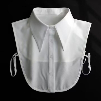 Νέο λευκό γυναικείο απλό πουκάμισο με μυτερό γιακά, ψεύτικο γιακά, ασορτί γιακάς, εσωτερικός ψεύτικος γιακάς, ασορτί γιακάς χώρου εργασίας, λευκό πουκάμισο με μυτερό γιακά