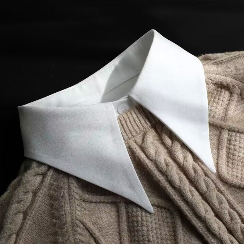 Új fehér sifon ing, hegyes gallérral, hamisgallérral, női egyszerű, mindenhez illő inggallér, belső hamisgallérral, munkahelyi viselet