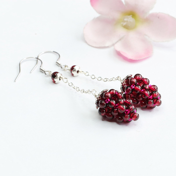 Yaoyu S925 sidabriniai natūralaus granato auskarai su permatomais auskarais, moteriški, pristatyti gyvai, CB2040212