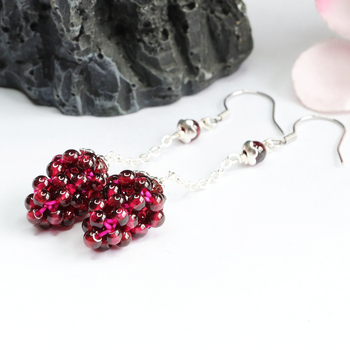 Yaoyu S925 sidabriniai natūralaus granato auskarai su permatomais auskarais, moteriški, pristatyti gyvai, CB2040212