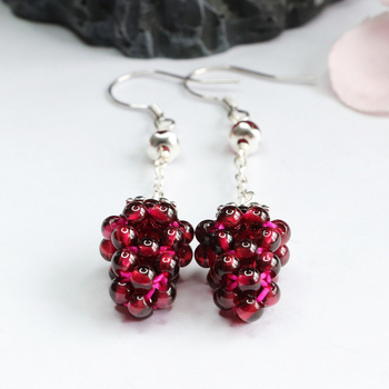 Yaoyu S925 sidabriniai natūralaus granato auskarai su permatomais auskarais, moteriški, pristatyti gyvai, CB2040212