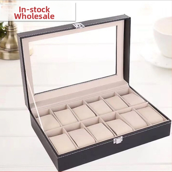 6, 12 ir 24 skyrių laikrodžių dėžutės sandėlyje, kelių skyrių laikrodžių dėklas, odinė vitrina, vintažinė verslo dovanų dėžutė