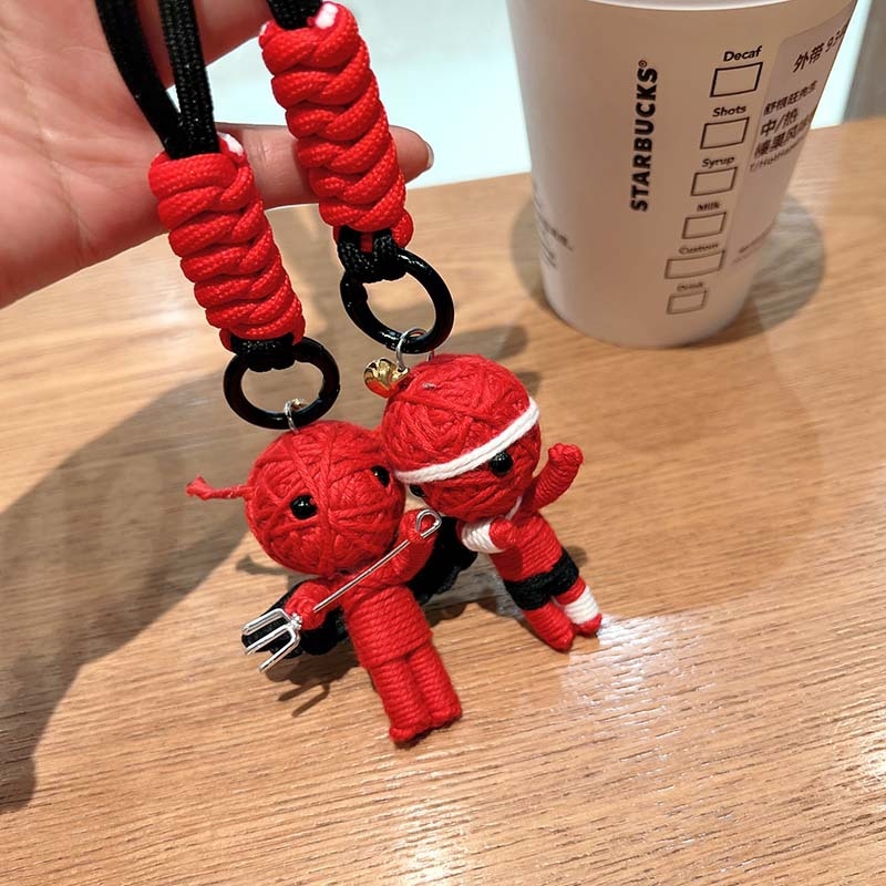 Μάλλινη κούκλα βουντού με δημιουργικό κρεμαστό κόσμημα, μούμια, μπρελόκ, κούκλα, άνδρας και γυναίκα, τσάντα μαθητή, κρεμαστά αξεσουάρ για ζευγάρια