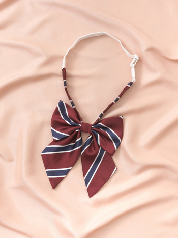 Vyno raudonumo mėlynai dryžuotas japoniško stiliaus marškinių formos kaklaraištis, moteriškas, peteliškės spalvos, be rankų, DK aksesuarai