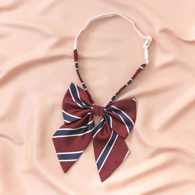 Vyno raudonumo mėlynai dryžuotas japoniško stiliaus marškinių formos kaklaraištis, moteriškas, peteliškės spalvos, be rankų, DK aksesuarai