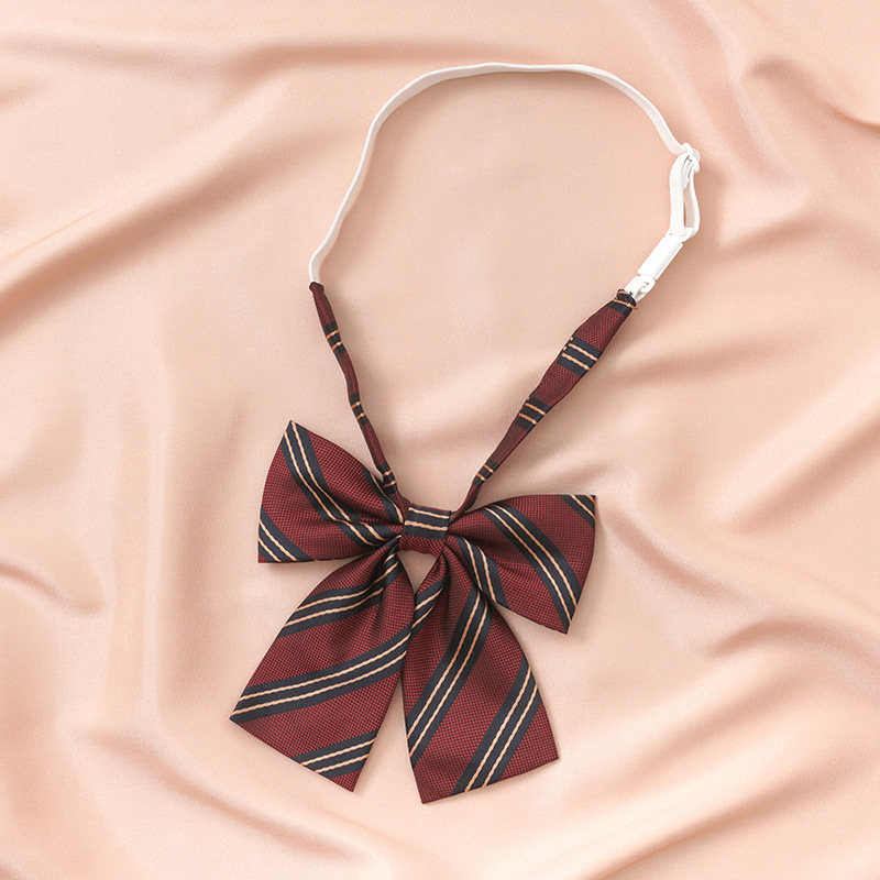 Vyno raudonumo mėlynai dryžuotas japoniško stiliaus marškinių formos kaklaraištis, moteriškas, peteliškės spalvos, be rankų, DK aksesuarai