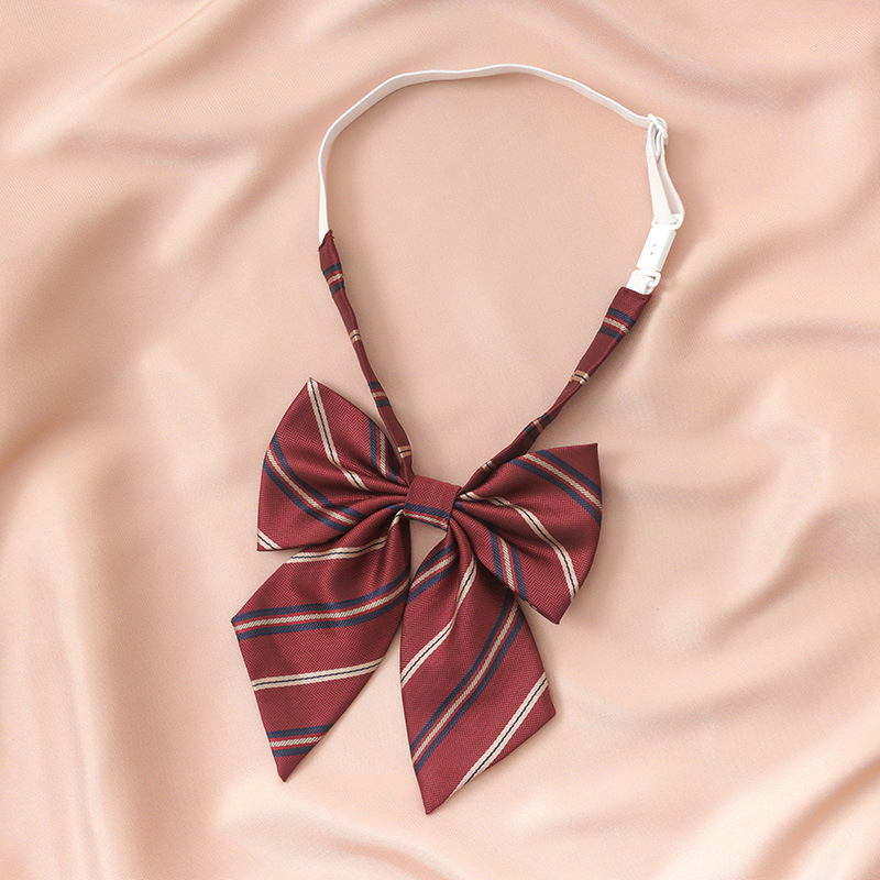 Vyno raudonumo mėlynai dryžuotas japoniško stiliaus marškinių formos kaklaraištis, moteriškas, peteliškės spalvos, be rankų, DK aksesuarai