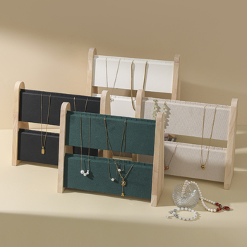 Υψηλής ποιότητας μασίφ ξύλο διπλής στρώσης για κολιέ, κρεμαστό κόσμημα, βάση αποθήκευσης κοσμημάτων απευθείας κάθετη