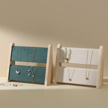 Υψηλής ποιότητας μασίφ ξύλο διπλής στρώσης για κολιέ, κρεμαστό κόσμημα, βάση αποθήκευσης κοσμημάτων απευθείας κάθετη