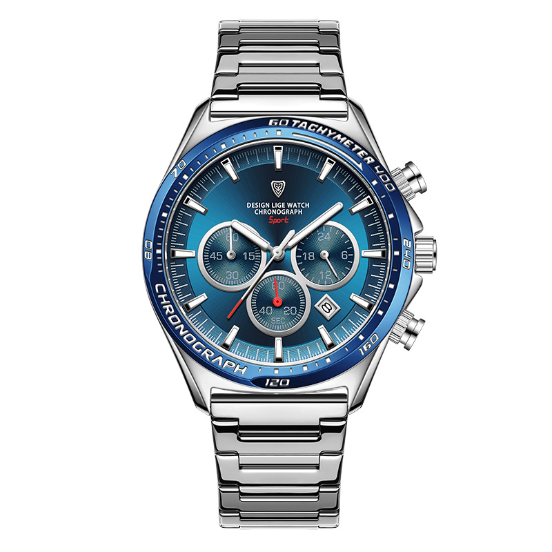 Tarpvalstybinis sprogstamasis verslo mechaninis laikrodis vyrams, pažangus daugiafunkcis didelis ciferblatas, trijų akių šešių kontaktų kvarcinis laikrodis