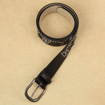 Curea de damă nouă, din aliaj, cu nituri încrustate, retro casual, versatil, lată, simplă, pentru blugi