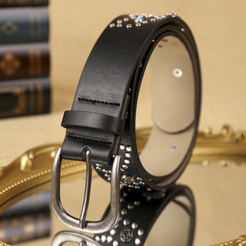 Curea de damă nouă, din aliaj, cu nituri încrustate, retro casual, versatil, lată, simplă, pentru blugi