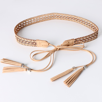 Etnikai stílusú üreges széles öv női szoknya divatos, mindenhez illő bojtos díszítéssel, deréklánccal, csipkés öv kiegészítőkkel