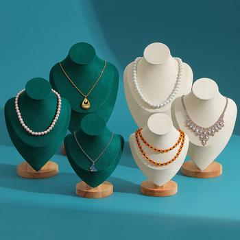 Kiváló minőségű tömörfa portrémodell ékszertartó nyaklánc kijelző pult ékszerkiállító kellékek ékszertartó állvány