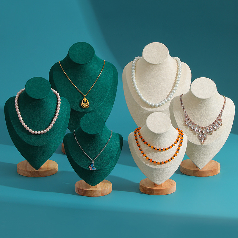 Kiváló minőségű tömörfa portrémodell ékszertartó nyaklánc kijelző pult ékszerkiállító kellékek ékszertartó állvány
