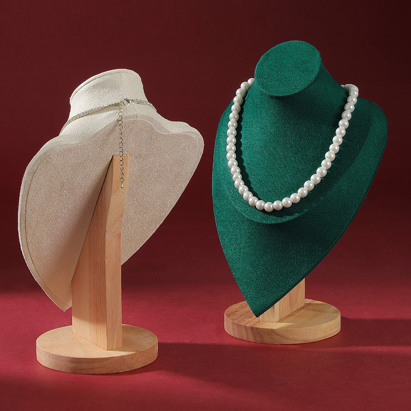 Kiváló minőségű tömörfa portrémodell ékszertartó nyaklánc kijelző pult ékszerkiállító kellékek ékszertartó állvány