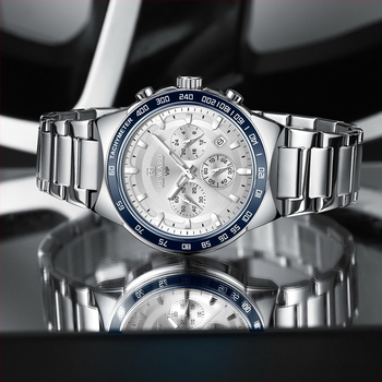 Ανδρικό ρολόι Reward με πολυλειτουργικό σπορ χαλαζία, αδιάβροχο, με λουράκι από ανοξείδωτο ατσάλι, τριών οπών, έξι ακίδων χρονισμού και τριφασικό λουράκι