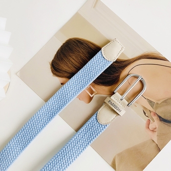 Ütésmentes öv Női farmer vászon öv Fonott rugalmas tűcsatos diák lusta szövet öv