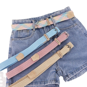 Ütésmentes öv Női farmer vászon öv Fonott rugalmas tűcsatos diák lusta szövet öv