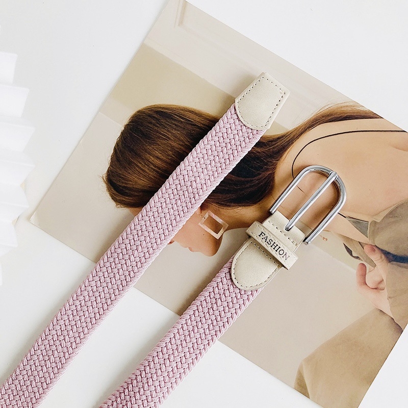 Ütésmentes öv Női farmer vászon öv Fonott rugalmas tűcsatos diák lusta szövet öv