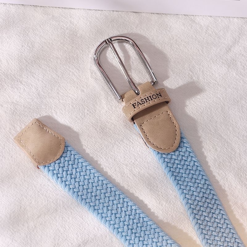 Ütésmentes öv Női farmer vászon öv Fonott rugalmas tűcsatos diák lusta szövet öv