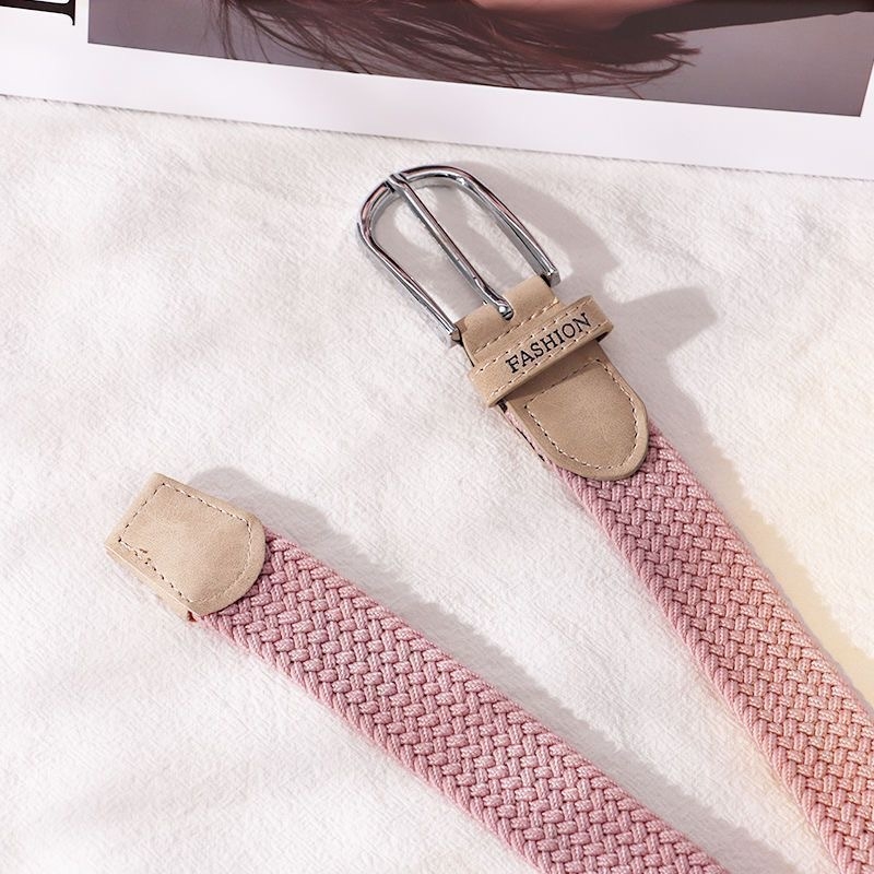 Ütésmentes öv Női farmer vászon öv Fonott rugalmas tűcsatos diák lusta szövet öv