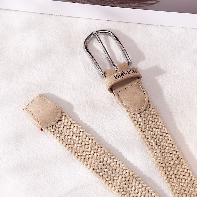 Ütésmentes öv Női farmer vászon öv Fonott rugalmas tűcsatos diák lusta szövet öv