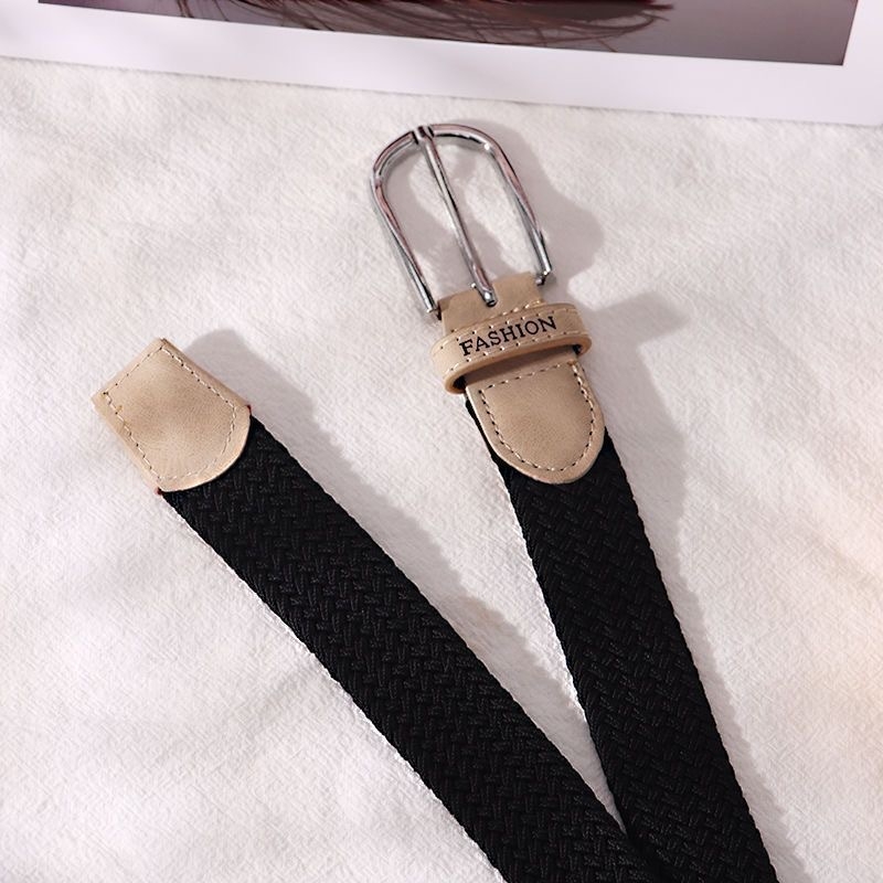 Ütésmentes öv Női farmer vászon öv Fonott rugalmas tűcsatos diák lusta szövet öv