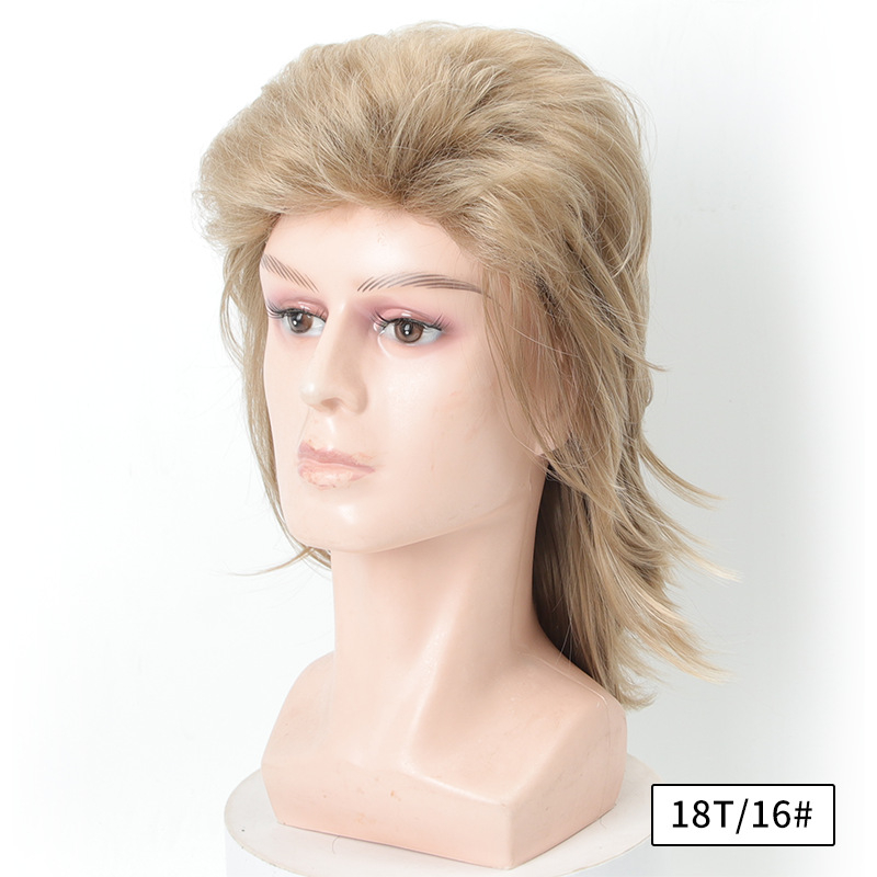 Piiriülene väliskaubandus Euroopa ja Ameerika meeste mullet-parukas 80ndate peokleit rekvisiidid kuldne parukas peakate
