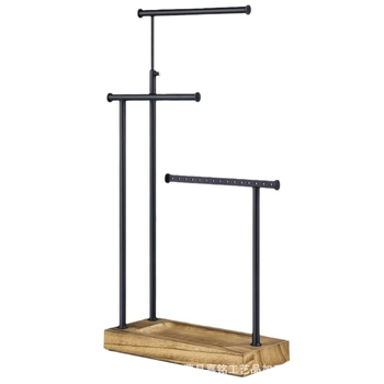 Ξύλινη βάση κοσμημάτων από κατασκευαστές πηγής, επιτραπέζια βάση τριών στρώσεων για κολιέ, βραχιόλι, σιδερένιο ράφι αποθήκευσης για βραχιόλια