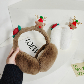 Žiemos nauji kalėdiniai briedžių sulankstomi ausų perkeliami ausys, sutirštinti šilti pliušiniai ausų maišeliai, mieli studentų šalčiui atsparūs ausų uždangalai moterims