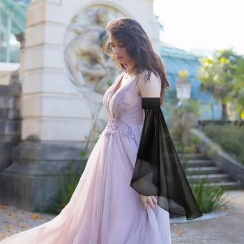 Pruudi šifoonist päikesekaitsega dekoratiivsed varrukad, lihtsad käsivarrukad, Cos Euroopa ja Ameerika pulmakaunistamise aksessuaarid V219