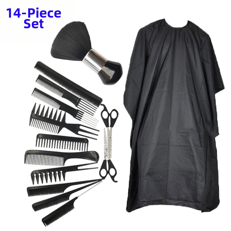 „Amazon“ karšto pardavimo vyriškų kirpėjų įrankių stiliaus rinkinys, barzdos skutimosi šukos, kirpimo audinys, plaukų dažymo skara