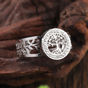 18Κ επιχρυσωμένο ανοξείδωτο ατσάλι Life Tree Hollow ρυθμιζόμενο δαχτυλίδι ανοίγματος για γυναικεία μόδα τιτανίου χάλυβα ευρωπαϊκό και αμερικανικό στυλ