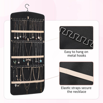 Rippuv ehete hoiukott, kahepoolne, kokkupandav, metallkonksuga, PVC-st, antioksüdant, sobib kõrvarõngastele, kaelakeedele ja sõrmusele