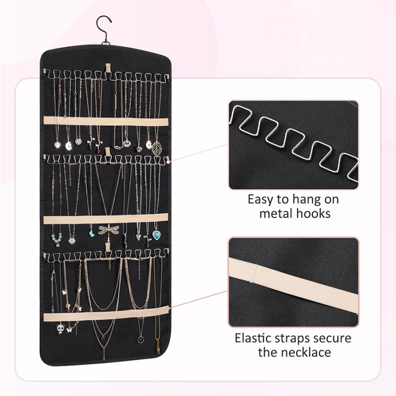 Rippuv ehete hoiukott, kahepoolne, kokkupandav, metallkonksuga, PVC-st, antioksüdant, sobib kõrvarõngastele, kaelakeedele ja sõrmusele