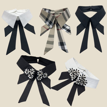 Jaunpienācējs ar bantīti un viltus apkakli, vasaras jaunpienācējs, viltus apkakles sieviešu universāls, moderns viltus apkakles apģērbs noliktavā