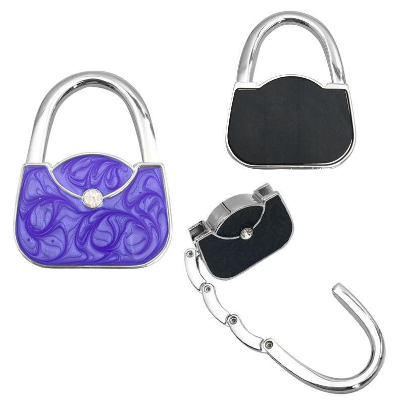 Olajcsepp alakú fúrózsák alakú akasztó, összecsukható, hordozható táskaakasztó, asztali fém táskaakasztó, karácsonyi harisnyaakasztó