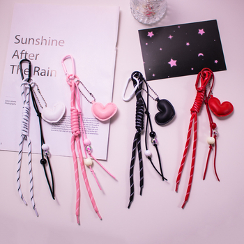 Miu színű bőr szerelmes autós kulcstartó táska medál kreatív szőtt római csomó minden egyezésű személyre szabott függő dekoráció