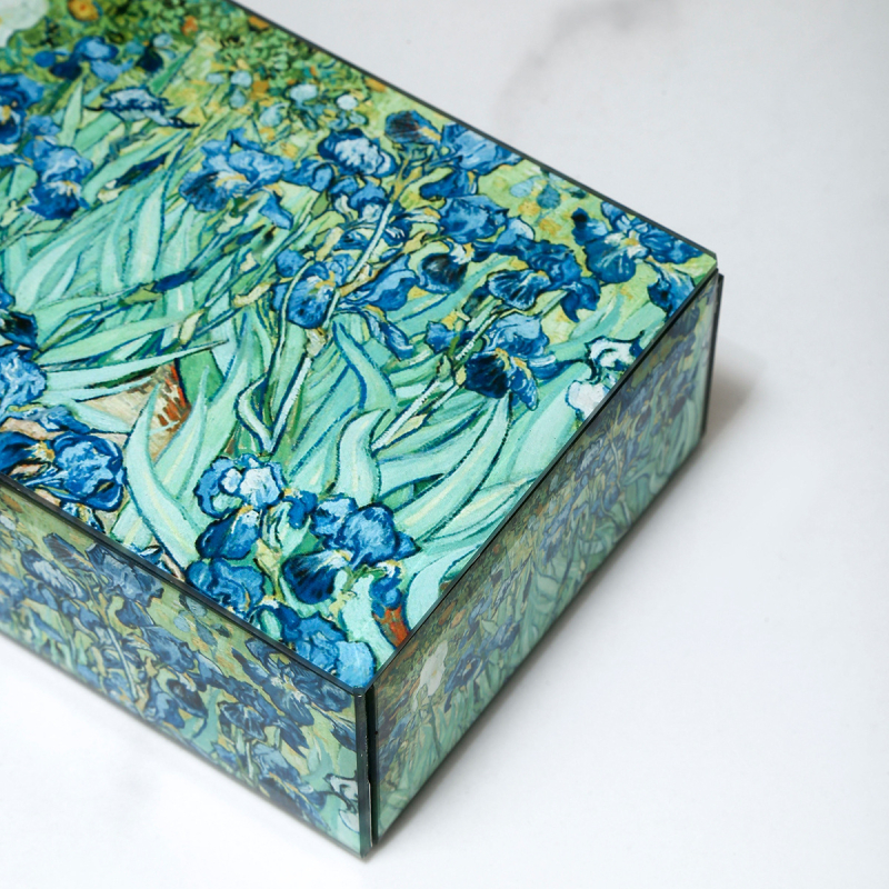 Užsienio prekyba, Europos ir Amerikos karšto pardavimo stiklinė veidrodinė papuošalų dėžutė, karšto štampavimo spalvota spausdinimo papuošalų laikymo dėžutė, prieinama prabangi papuošalų dėžutė