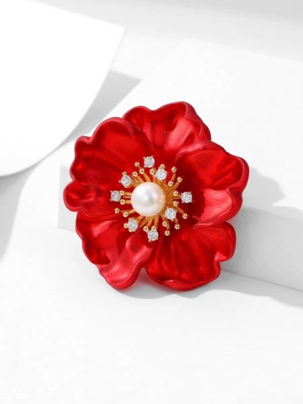 Червена цветна брошка дизайн ниша костюм Cheongsam аксесоари китайски стил висок клас дамска персонализирана брошка корсаж за жени