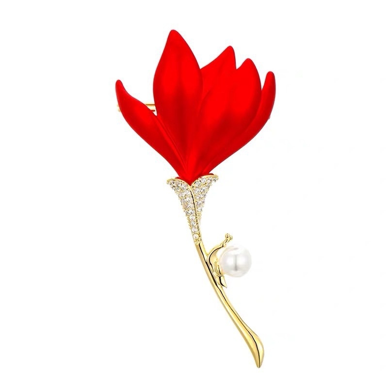 Червена цветна брошка дизайн ниша костюм Cheongsam аксесоари китайски стил висок клас дамска персонализирана брошка корсаж за жени