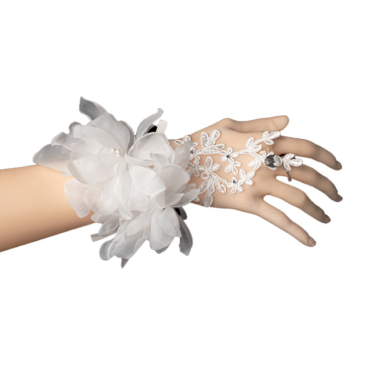 Nuotakos vestuvinės pirštinės Vestuvių piršlybų vakarėlio nuotrauka Super fėjos rankų gėlė Vestuvių gėlė Nėriniuotos ilgos trumpos pirštinės