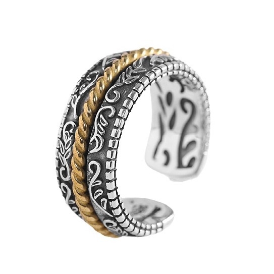 Emberi ezüst thai ezüst Seiko kézi ékszer S925 ezüst ékszer személyre szabott divatos férfi gyűrű nyitott gyűrű régi