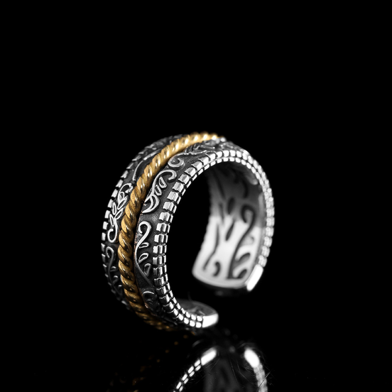 Emberi ezüst thai ezüst Seiko kézi ékszer S925 ezüst ékszer személyre szabott divatos férfi gyűrű nyitott gyűrű régi